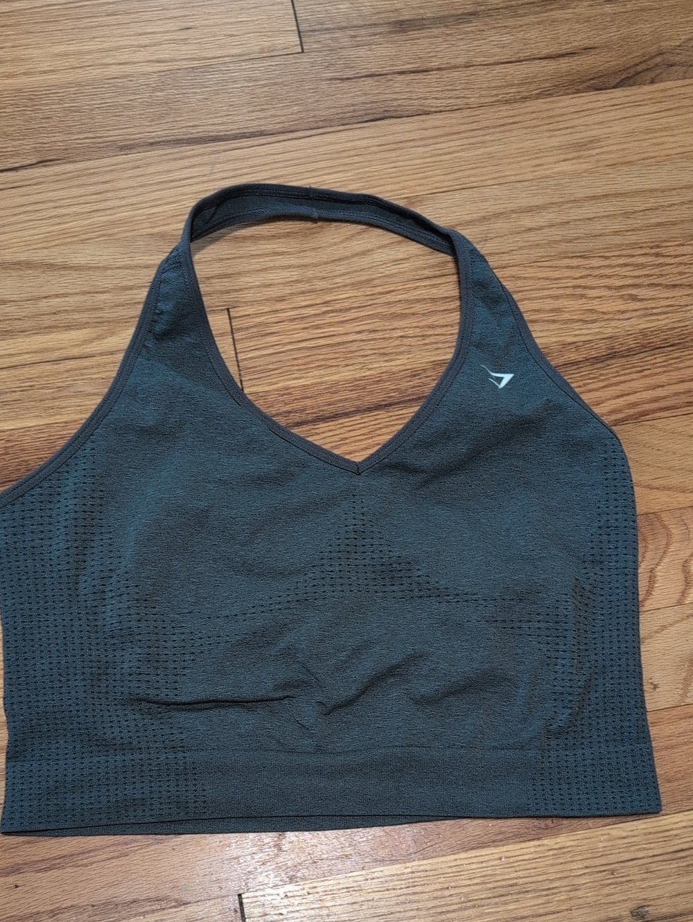 Gymshark Black Seamless V‑Neck Halterneck Sports Bra